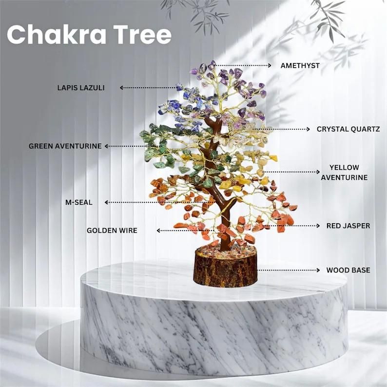 7 Chakra Natural Gemstone Crystal Tree