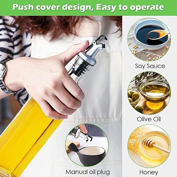 Oil Dispenser Bottle Vinegar Bottle 1000ml Glass Bottle for Cooking Lead for Kitchen pack of 2