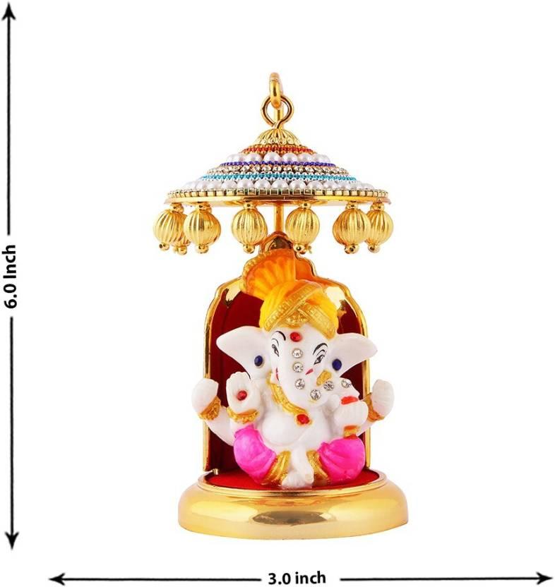 Ganesh Ji Idol Statue for Car Dashboard Showpiece - 6 cm  (Polyresin, Multicolor)